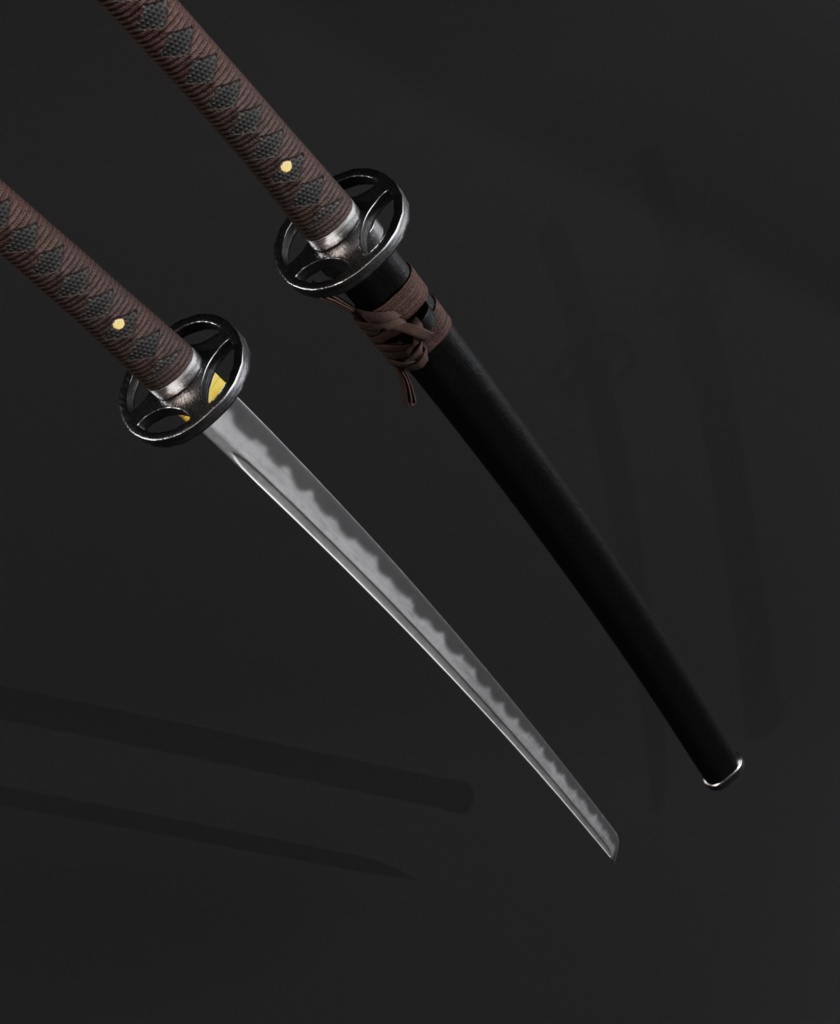 【無料配布】刀 / Katana 3Dモデル(ローポリ・テクスチャ付き)