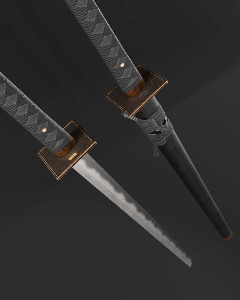 忍者武器セット / Ninja 3Dモデル(ローポリ・テクスチャ付き)
