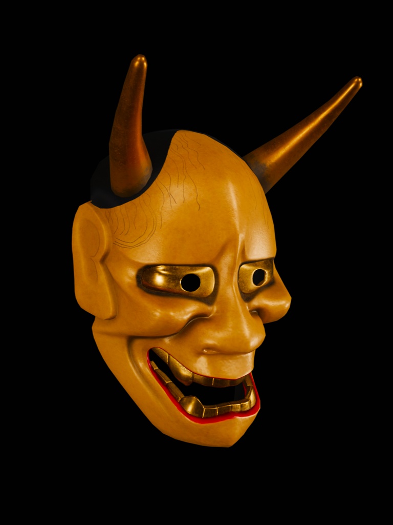 般若面/Mask 3Dモデル(ローポリ・テクスチャ付き)