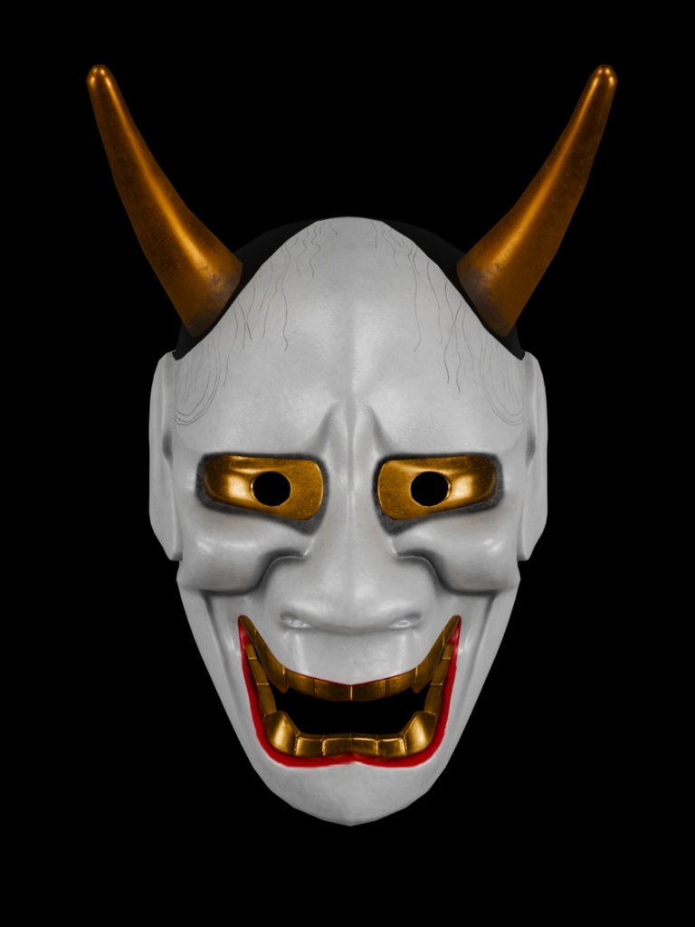 般若面/Mask 3Dモデル(ローポリ・テクスチャ付き)