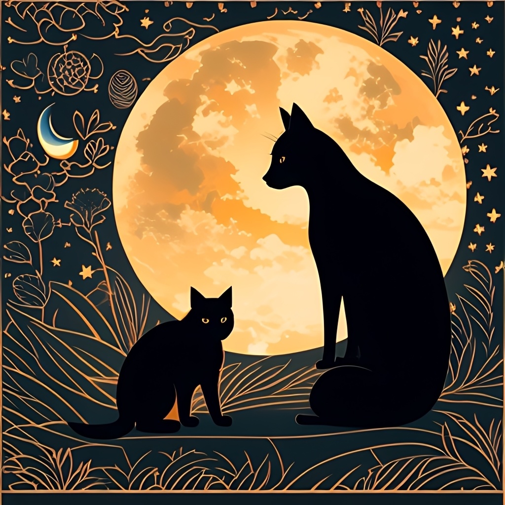 影絵:猫と月