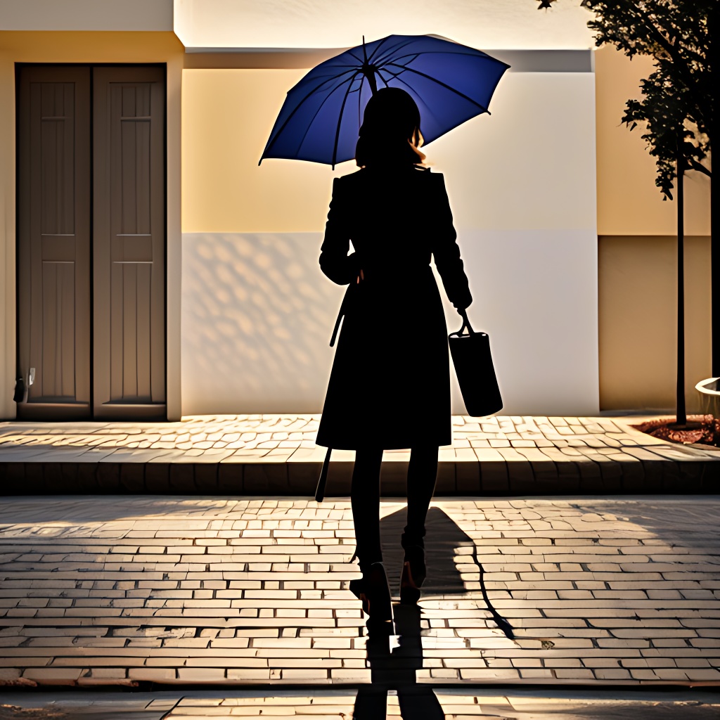 傘と女性［シルエット］