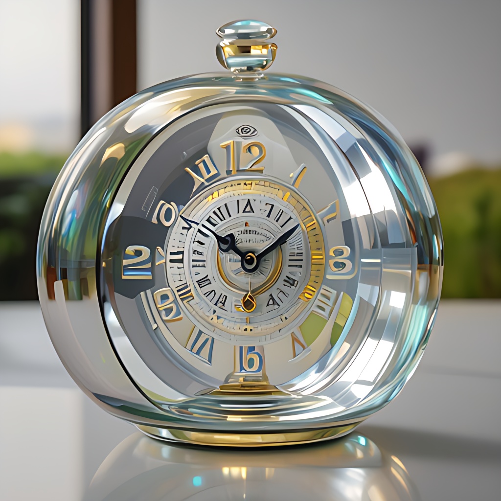 どこかおかしいガラスの置き時計