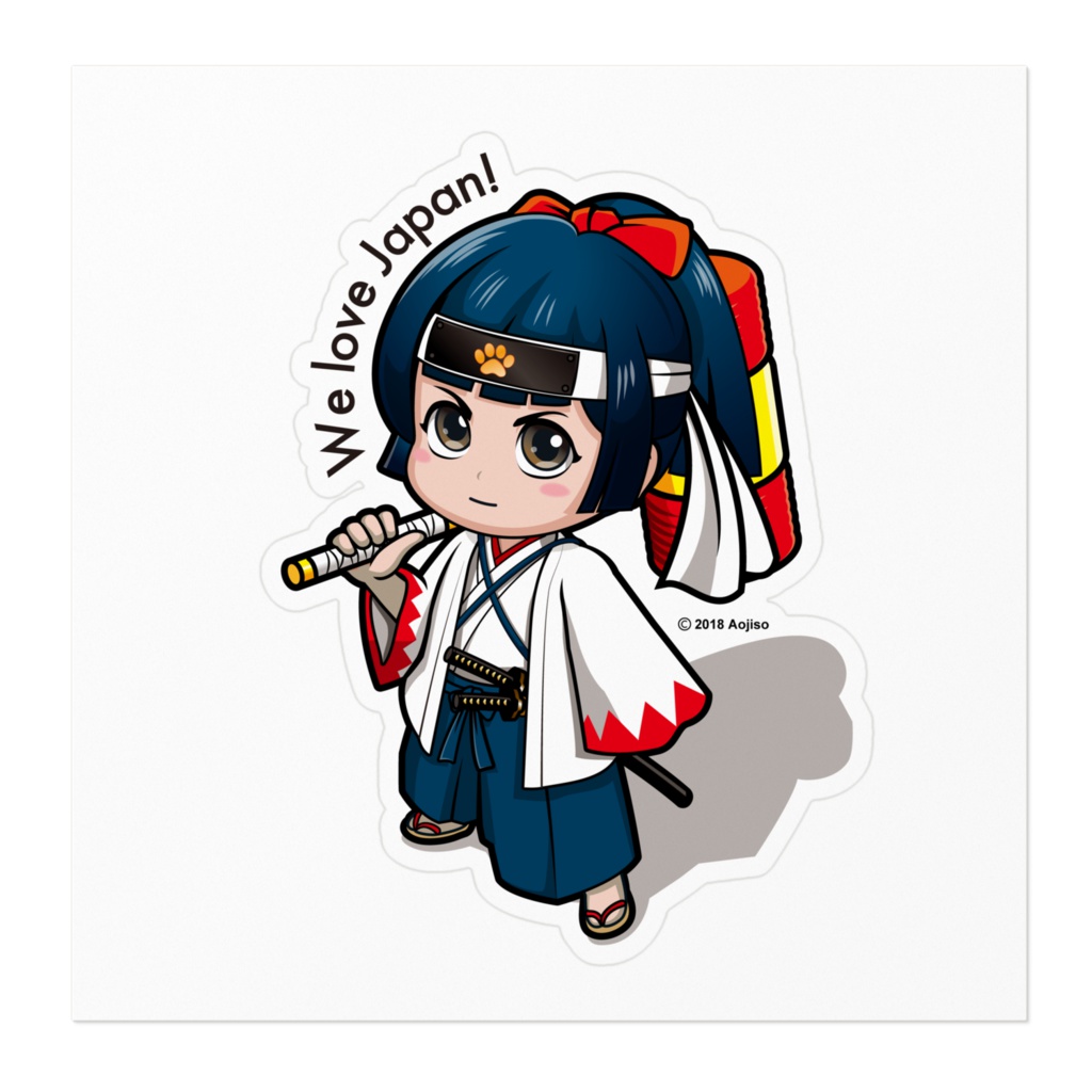 にゃんこ・ぱとりおっと・まもり「おさかな新鮮組」ステッカー