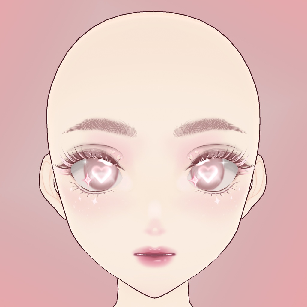 VRoid用のピンクのハートの目とメイクアップ - Pink Heart Eyes and Makeup for VRoid