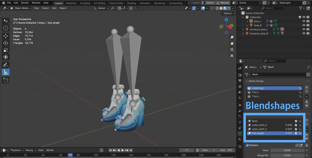 VRChat用の青いロリータシューズ / Blue Lolita Shoes for VRChat
