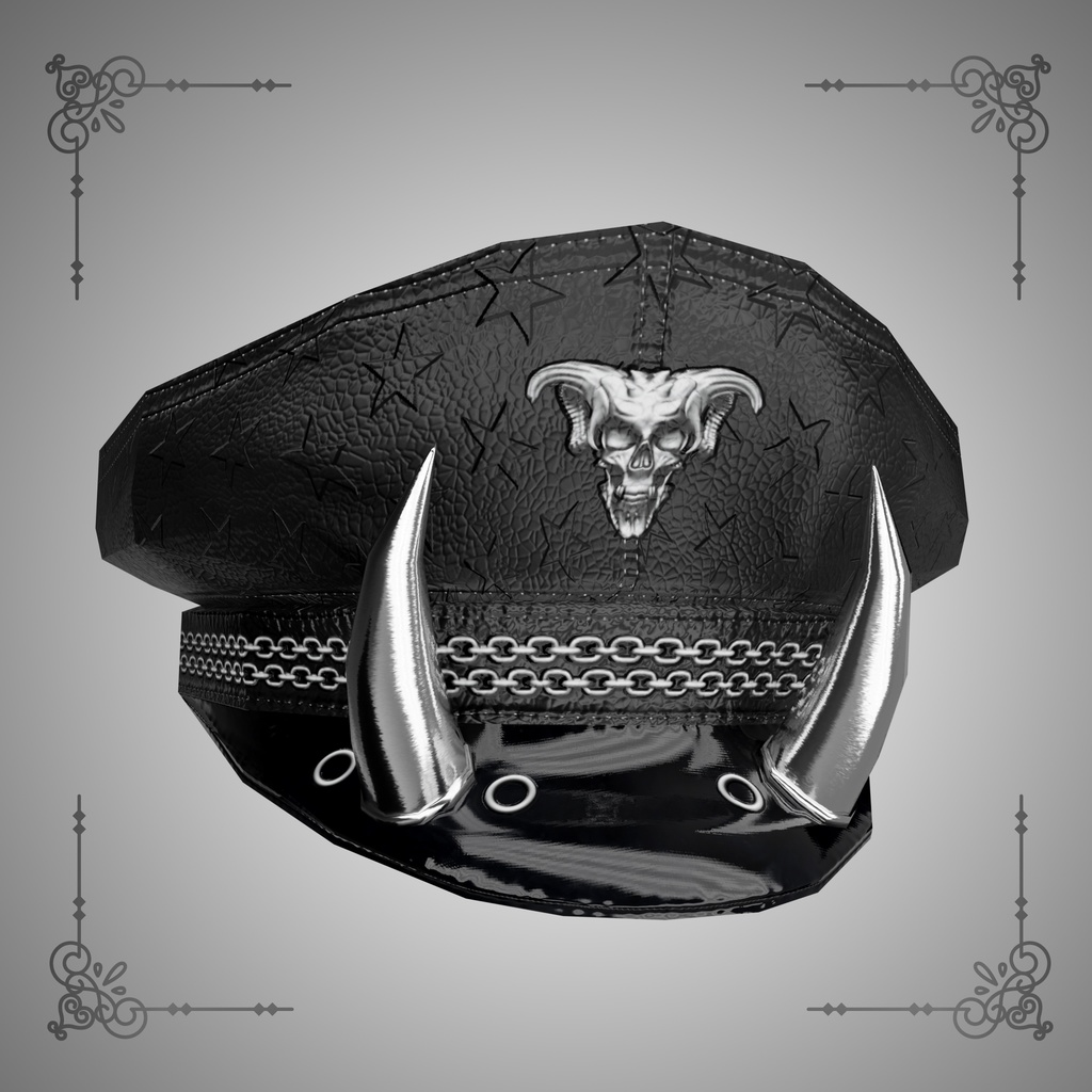あらゆる体型にフィットするブレンドシェイプを備えた VRChat 用ゴシックポリスハット / Gothic Police Hat for VRChat with Blendshapes to fit any body type