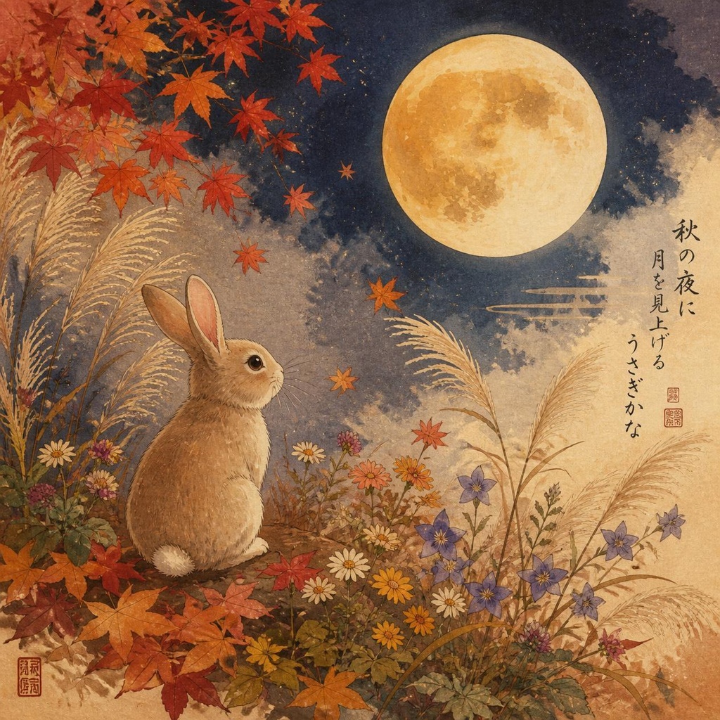 【Digital Paper】うさぎのお月見セット ~the moon-viewing (*otsukimi*)~