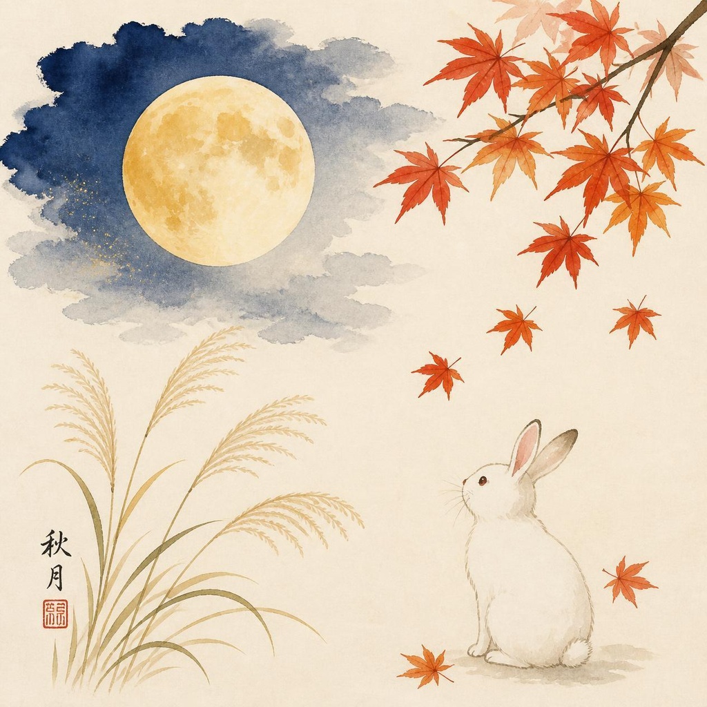 【Digital Paper】うさぎのお月見セット ~the moon-viewing (*otsukimi*)~
