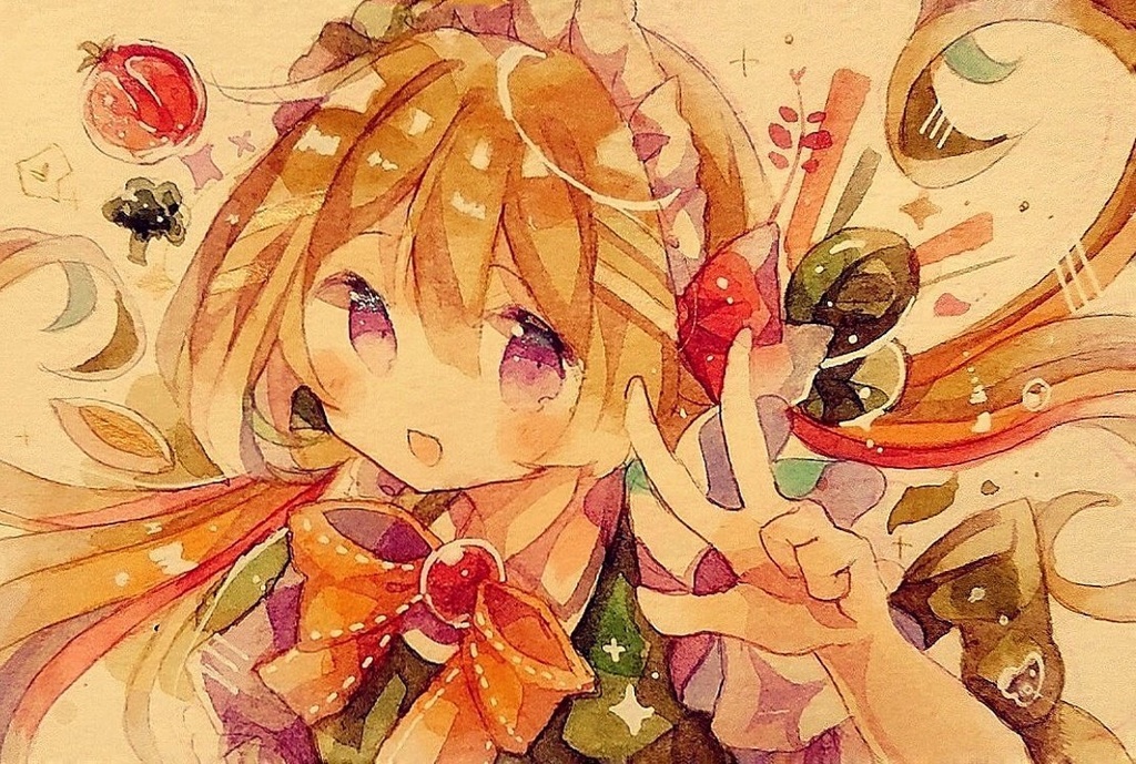 【透明水彩原画】あさごはん4姉妹!