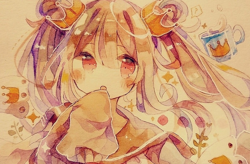 【透明水彩原画】あさごはん4姉妹!