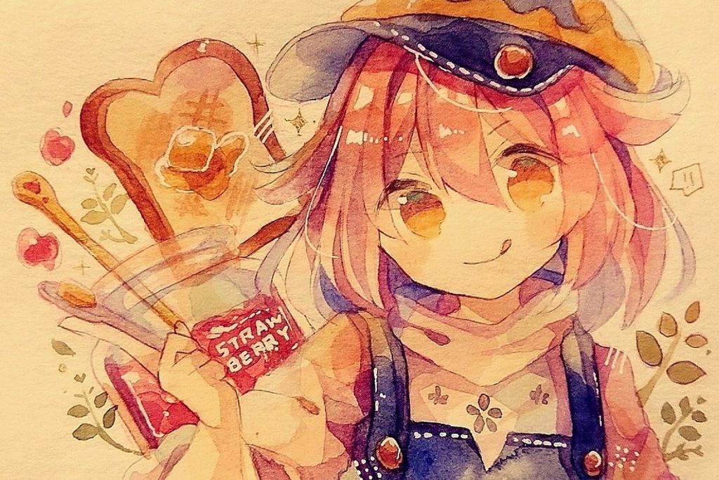 【透明水彩原画】あさごはん4姉妹!