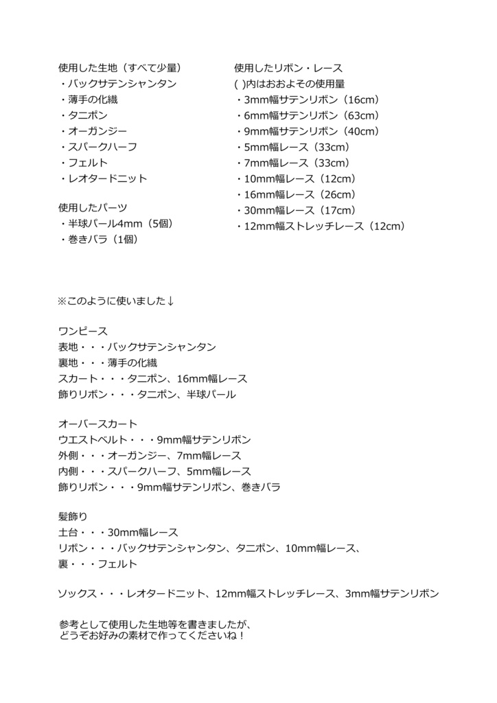 ドール服型紙 妖精さんのお洋服ネオブライスサイズ