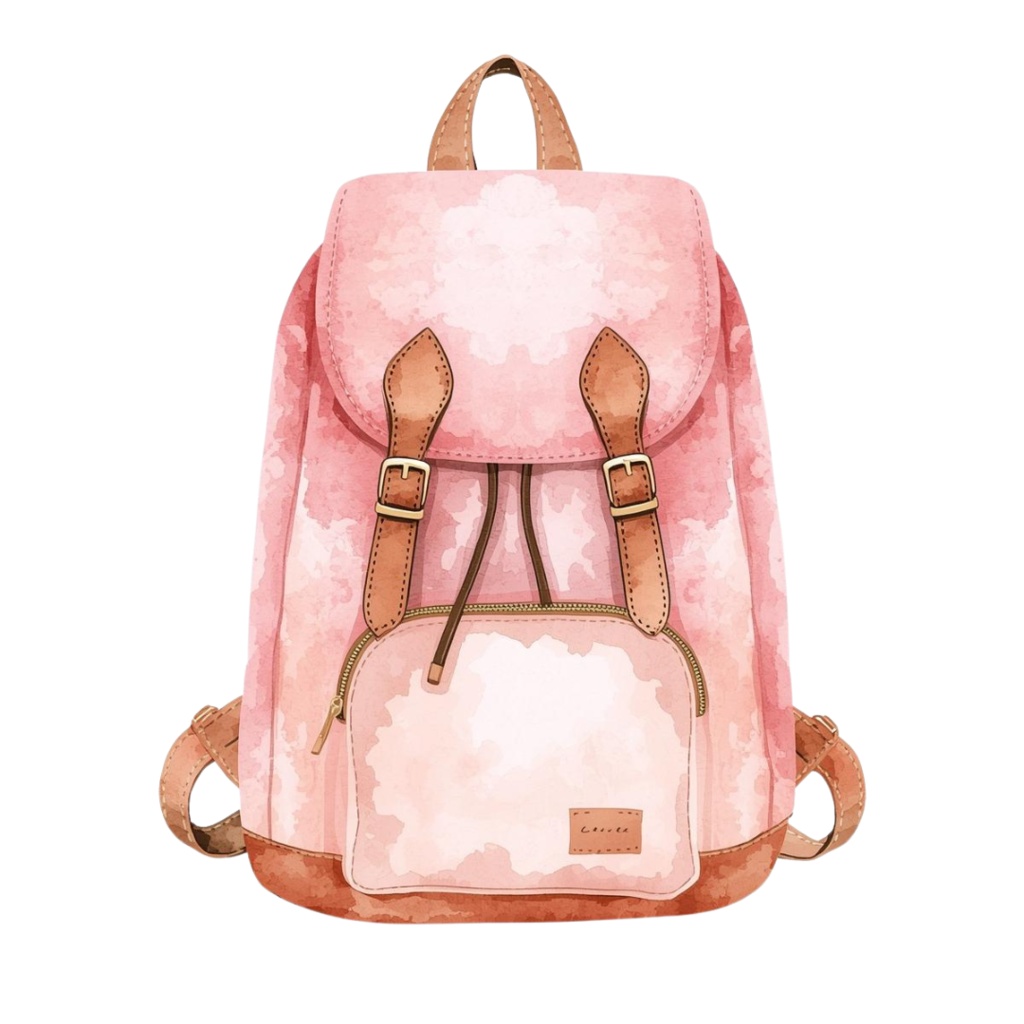 🌸 アンティーク ピンク 旅行 クリップアート – 水彩画風(全12種 PNG)