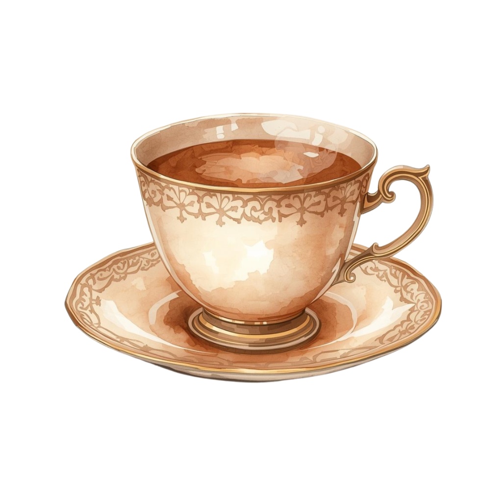 アンティークカフェ クリップアートセット(12種・水彩風PNG)