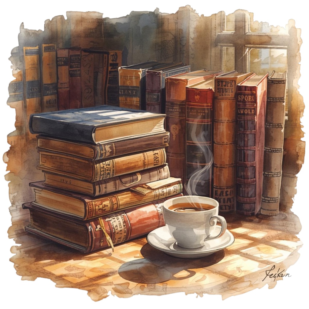 アンティークカフェ クリップアートセット(12種・水彩風PNG)