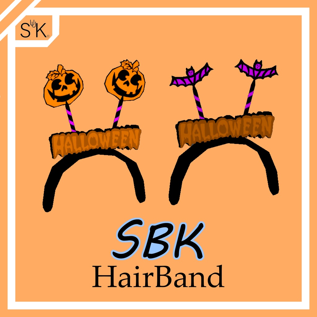Happy_Halloween HairBand(Pumpkin&Bat)