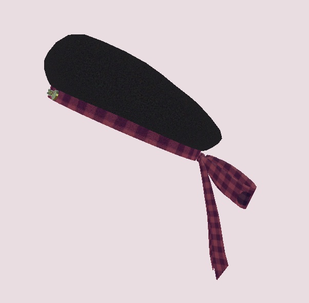 チェックリボンのベレー帽