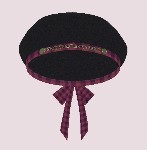 チェックリボンのベレー帽