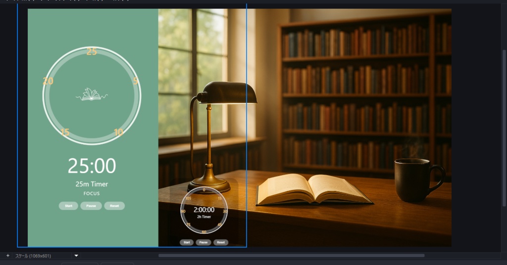 Pomodoro Timer for OBS (25m / 5m + 2h) - Green