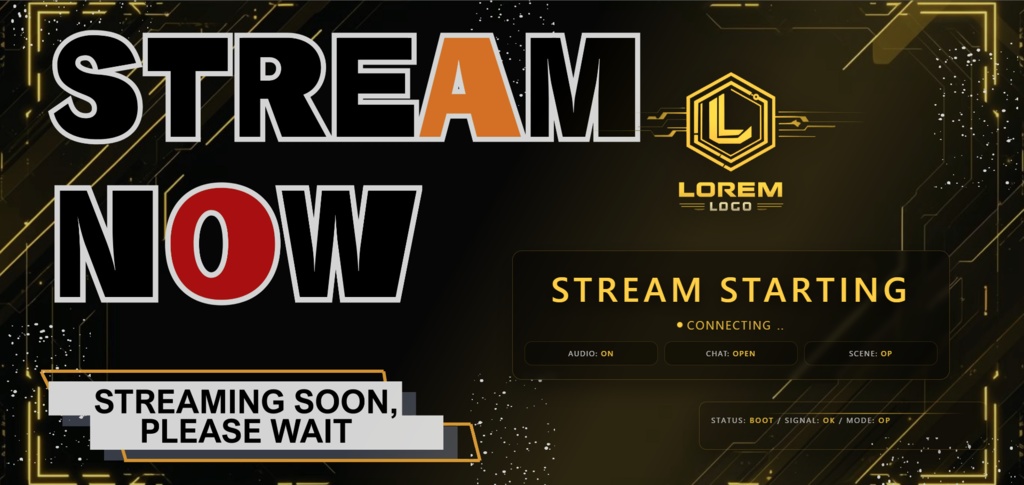 サイバー配信画面セット(OP / AFK / ED)【HTML+MP4】