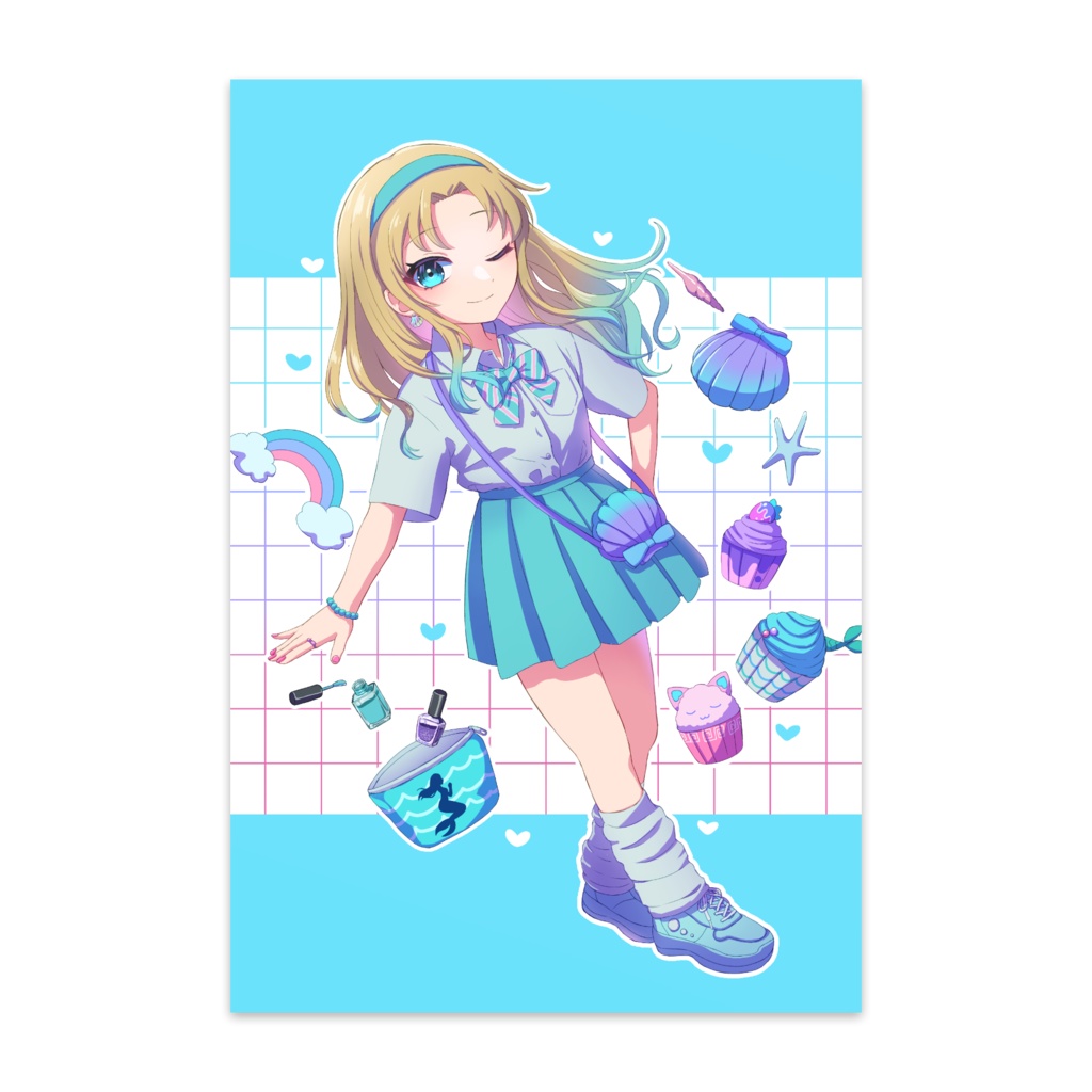 人魚姫とファンシー雑貨を愛するギャルちゃん　ポストカード