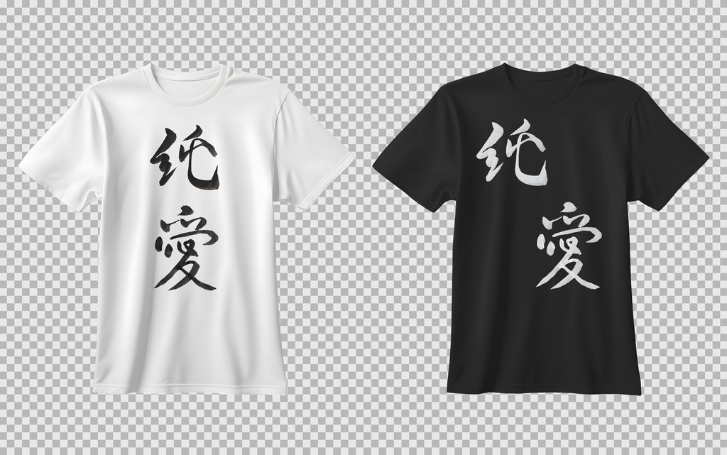Junai (Pure Love) - Japanese Kanji Calligraphy (PNG) [A0002]