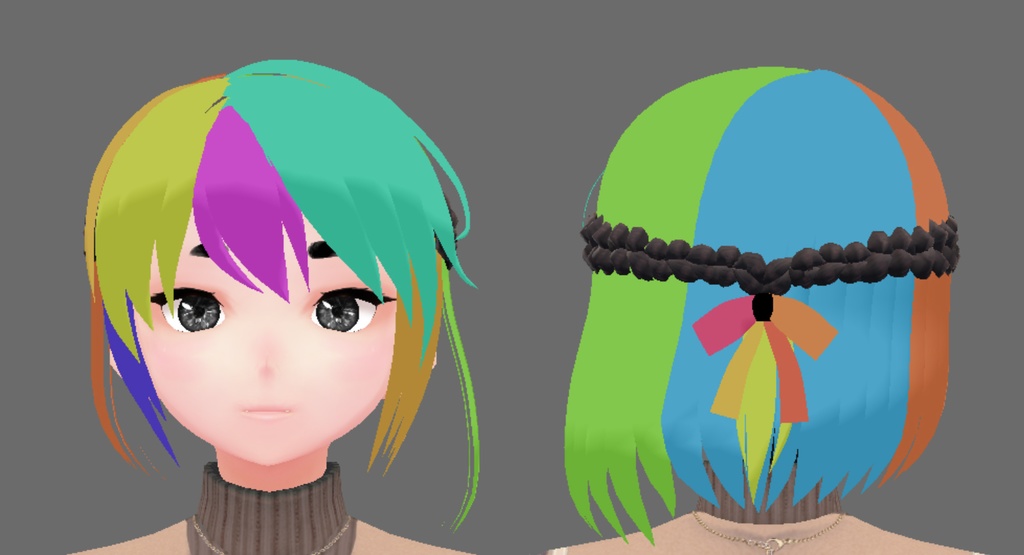 【VRoid ヘアプリセット】アンバランス三つ編みハーフアップ2.0