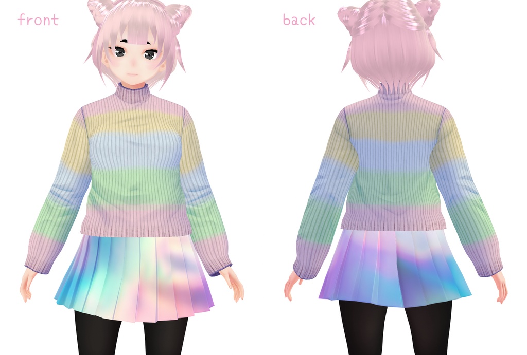 【VRoid】パステルカラーニット(ロングコート用)