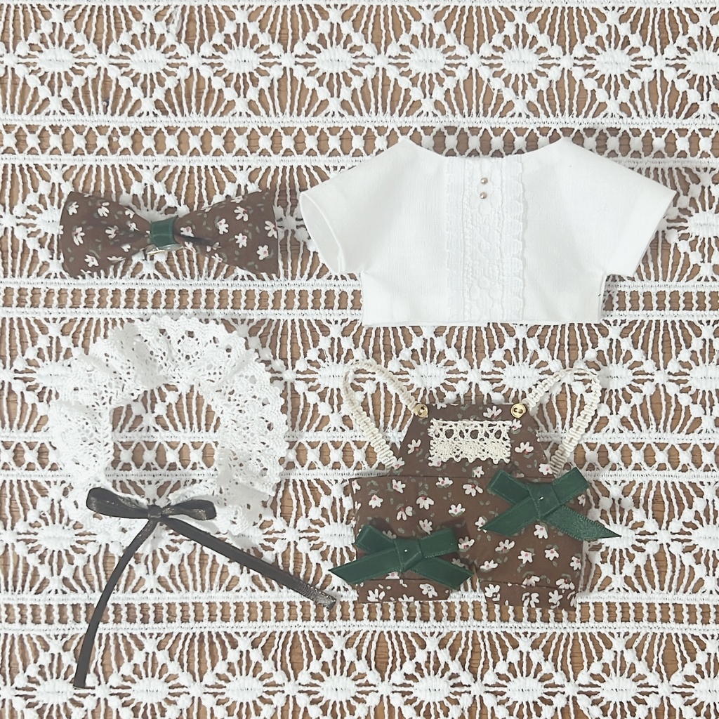 秋色のつけ襟サロペ