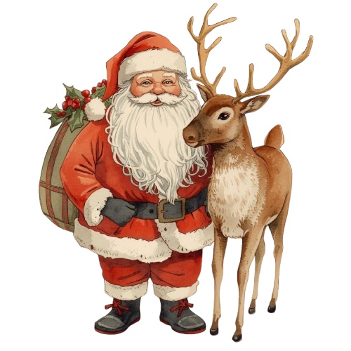 クリスマス クリップアート素材セット|かわいいアンティーク風イラスト10点(背景透過PNG/AI)