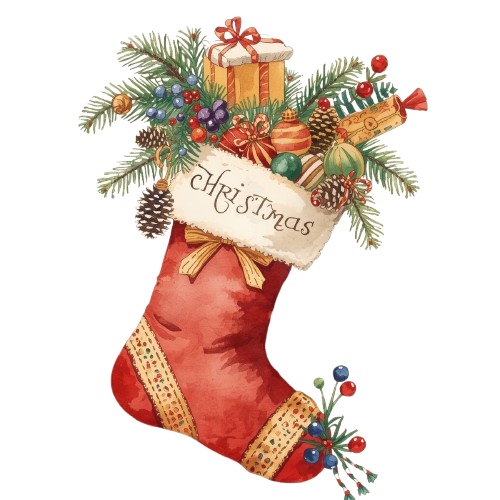 クリスマス クリップアート素材セット|かわいいアンティーク風イラスト10点(背景透過PNG/AI)