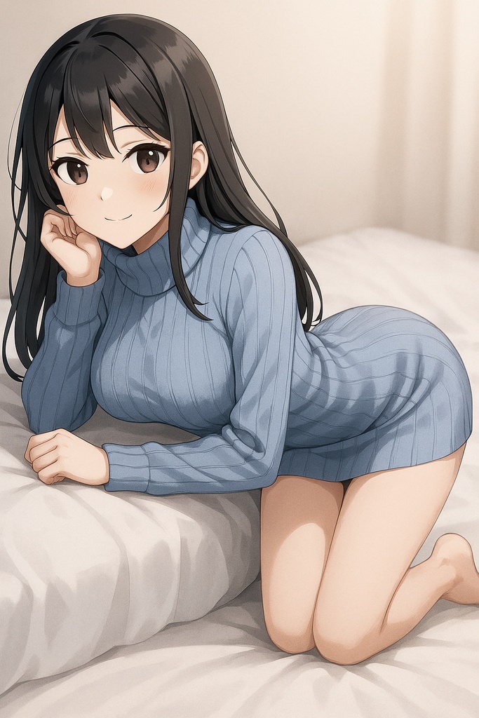 AIアニメ美女|ミニ丈ニットコレクション20枚|AI Anime Knit Dress Girls Pack