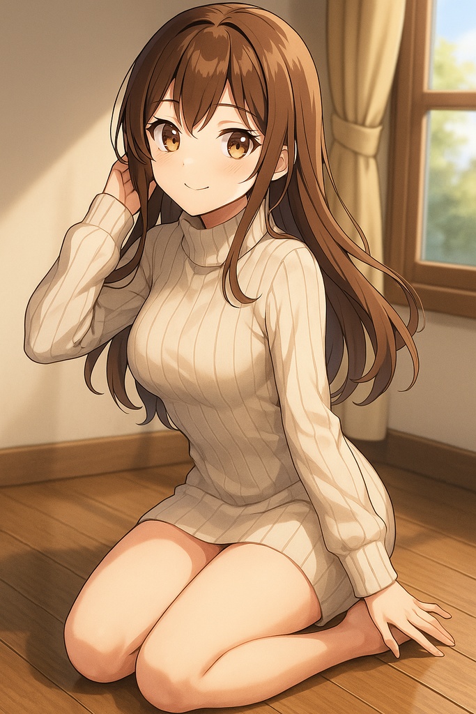 AIアニメ美女|ミニ丈ニットコレクション20枚|AI Anime Knit Dress Girls Pack