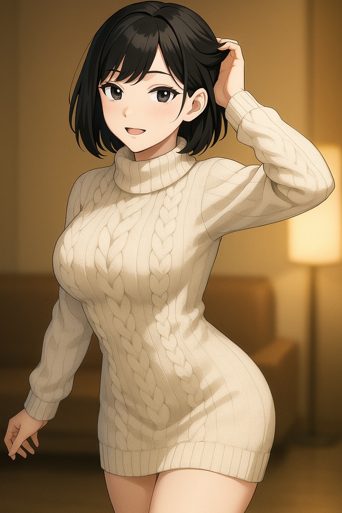 AIアニメ美女|ミニ丈ニットコレクション20枚|AI Anime Knit Dress Girls Pack