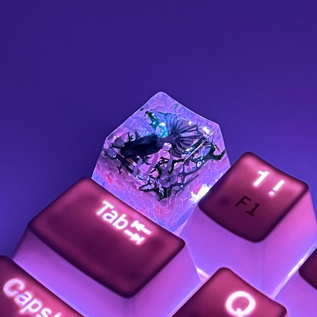 【キーキャップ】黒金魚と水草