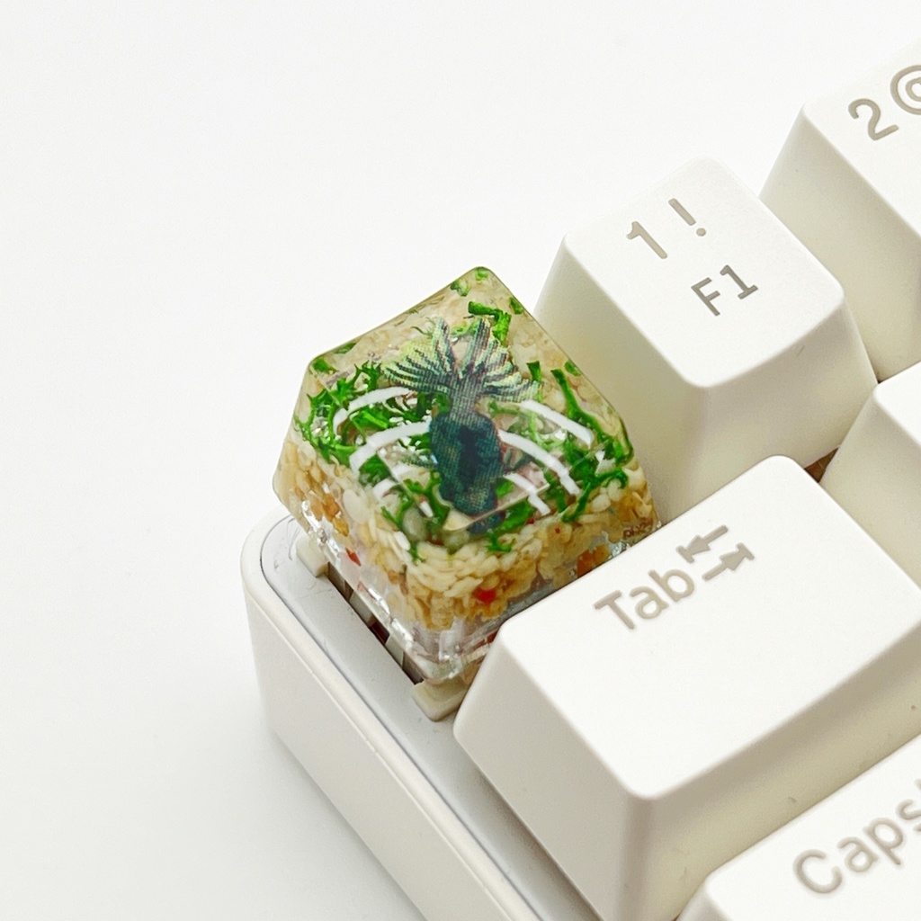 【キーキャップ】黒金魚と水草