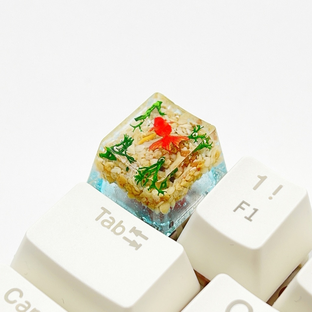 【キーキャップ】赤金魚と水草