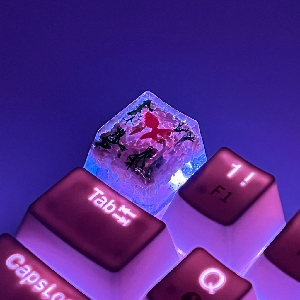 【キーキャップ】赤金魚と水草