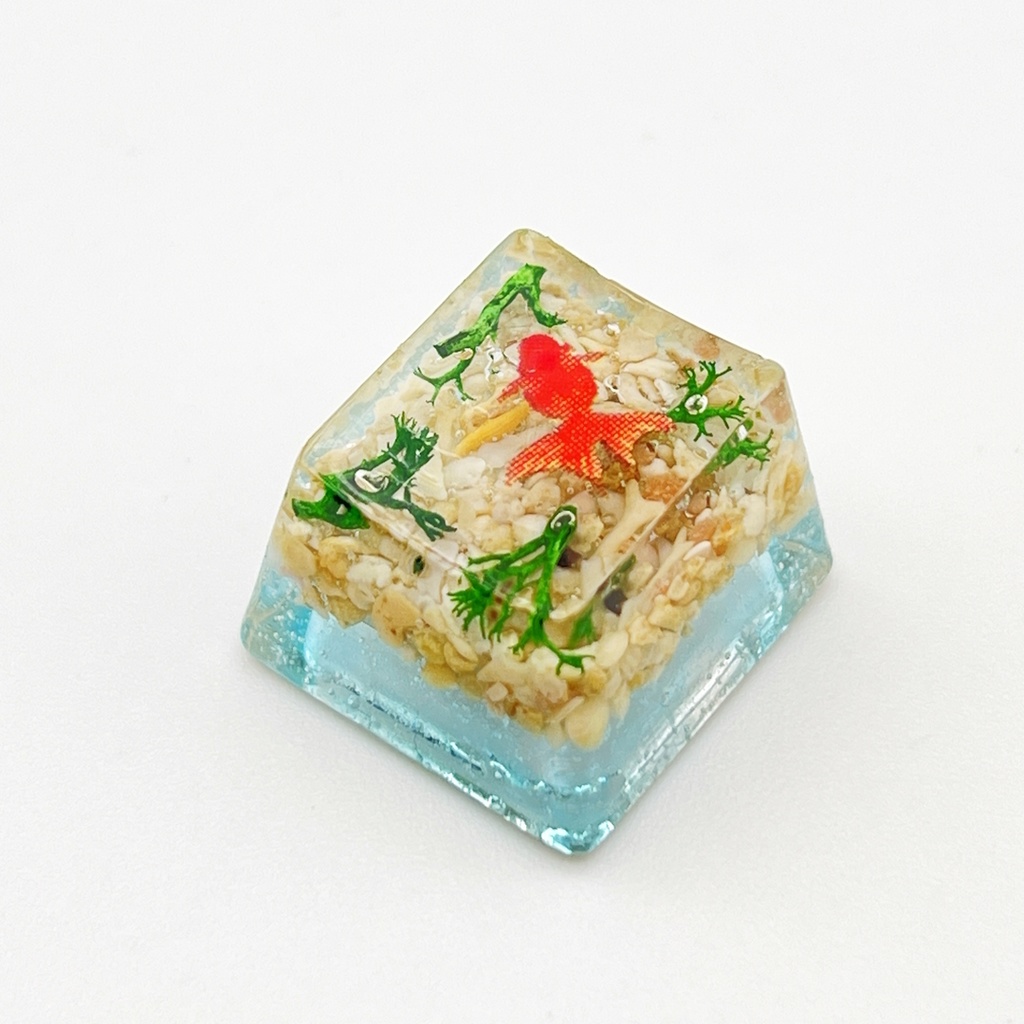 【キーキャップ】赤金魚と水草