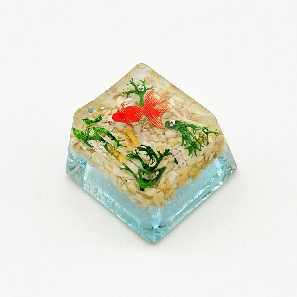 【キーキャップ】赤金魚と水草
