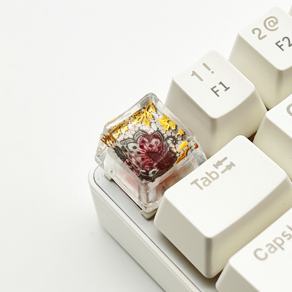 【キーキャップ】葉とゴールド