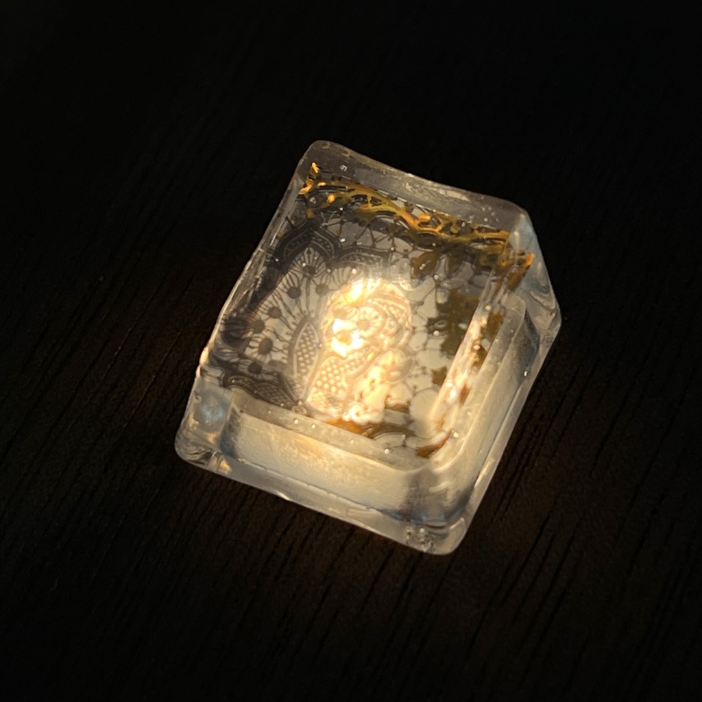 【キーキャップ】葉とゴールド