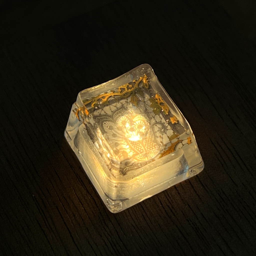 【キーキャップ】葉とゴールド