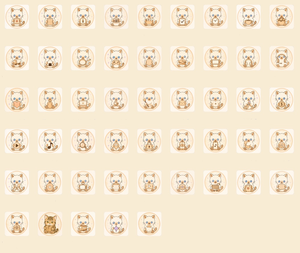 ちびびiPhoneアイコン素材セット 50個 PNG