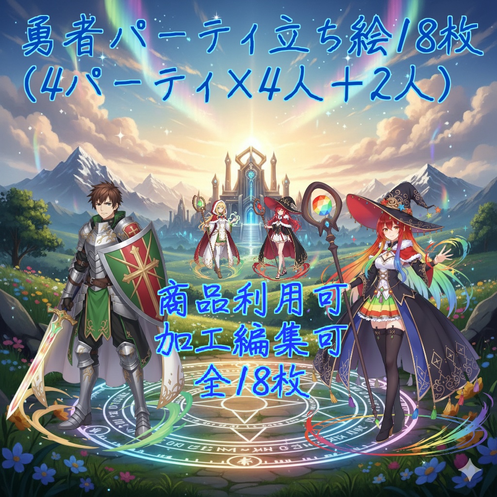 AIキャラ素材集 勇者パーティ立ち絵 18枚セット