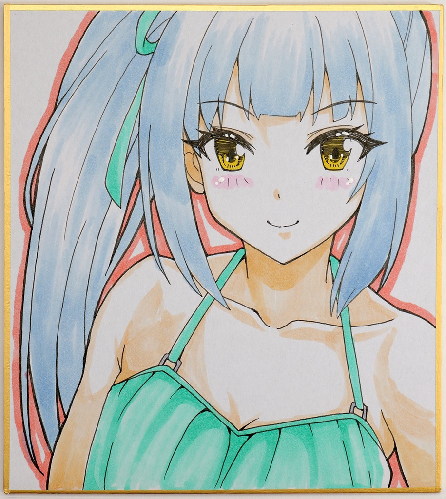 夏だ水着だ霞ちゃん！　ミニ色紙13.6cm×12.1cm