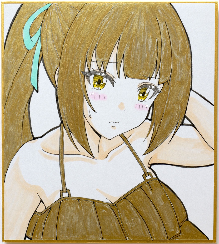 夏だ水着だ霞ちゃん！金Ver.　ミニ色紙13.6cm×12.1cm