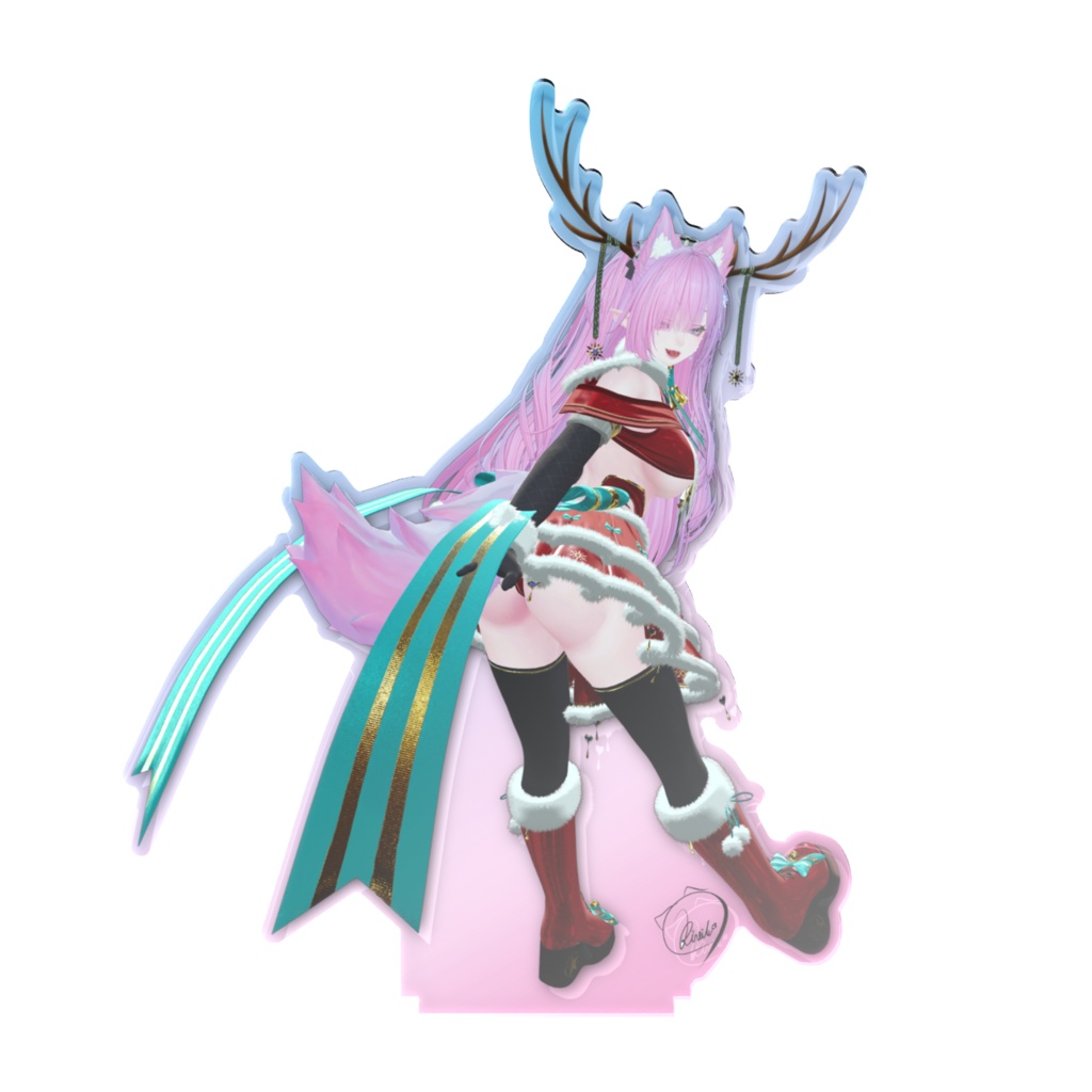 サンタコスクリスマスリアルリネイルポーズ3(オーロラアクスタ