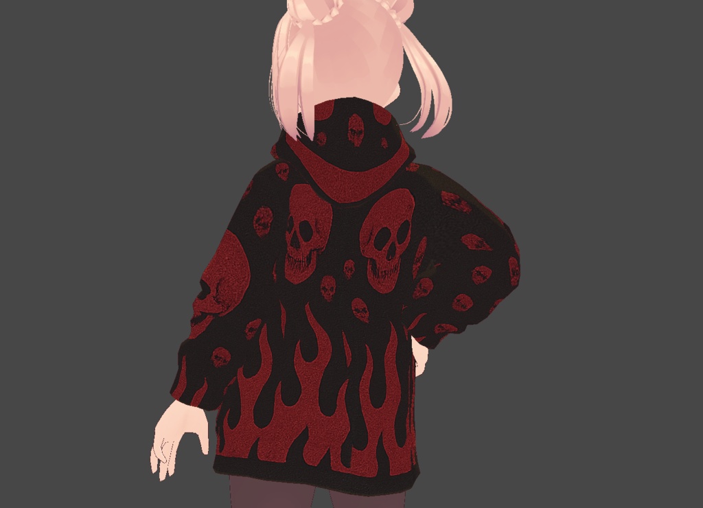 Vroid Hoodie Flaming skull